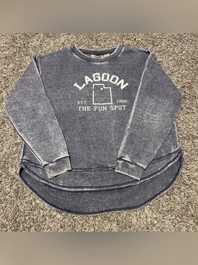 VINTAGE STYLE LAGOON UTAH THE FUN SPOT Acid Wash Sweatshirt XL CLEAN